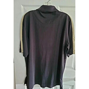 Men's Sz L Golf Polo Shirt PGA Tour Black With Khaki Tan Accent Short Sleeve